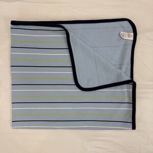 CARTERS JUST ONE YOU BLUE NAVY LIME GREEN WHITE STRIPE COTTON RECEIVING BLANKET